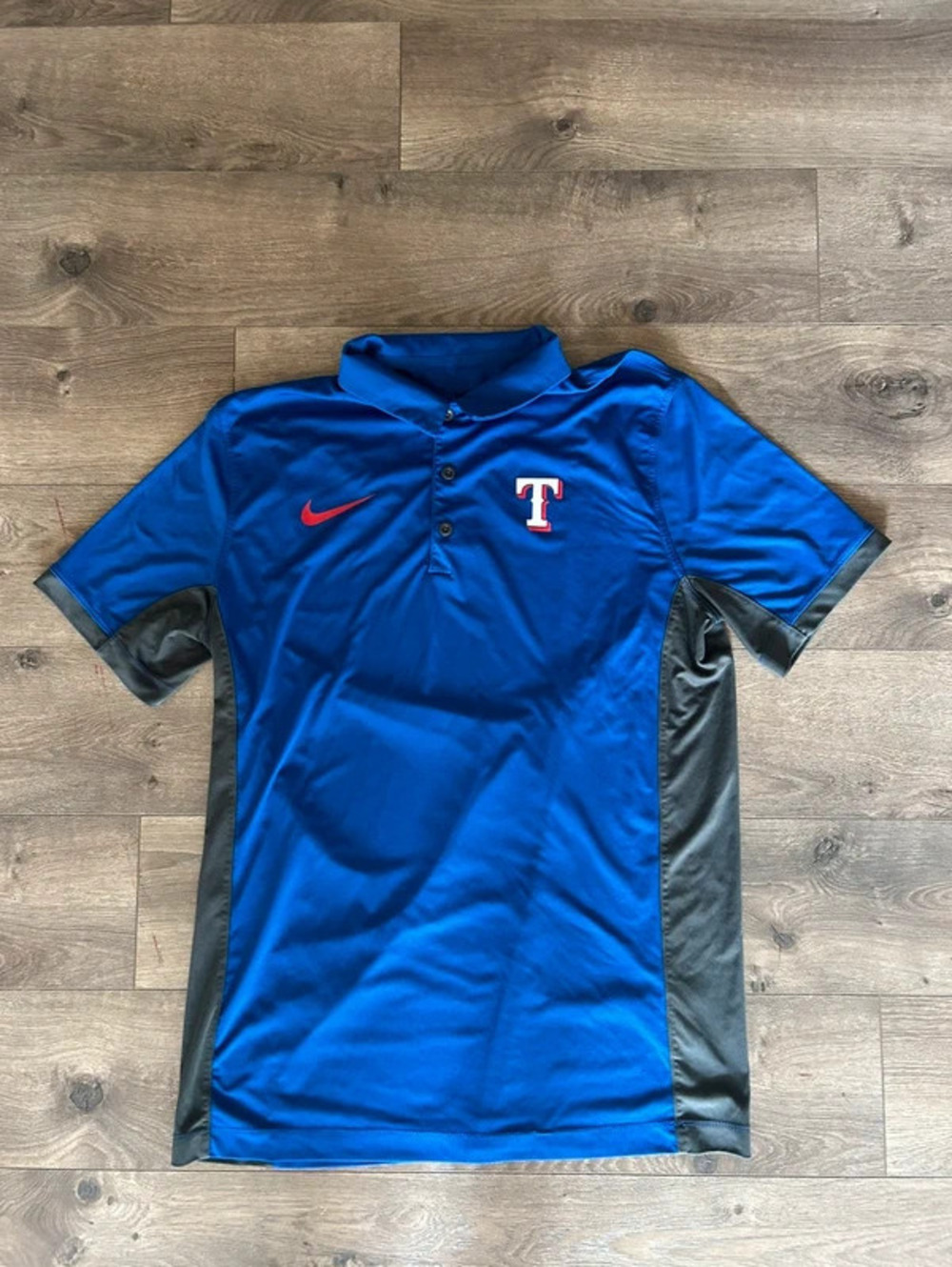 nike texas rangers dri-fit L men’s polo shirt athletic blue